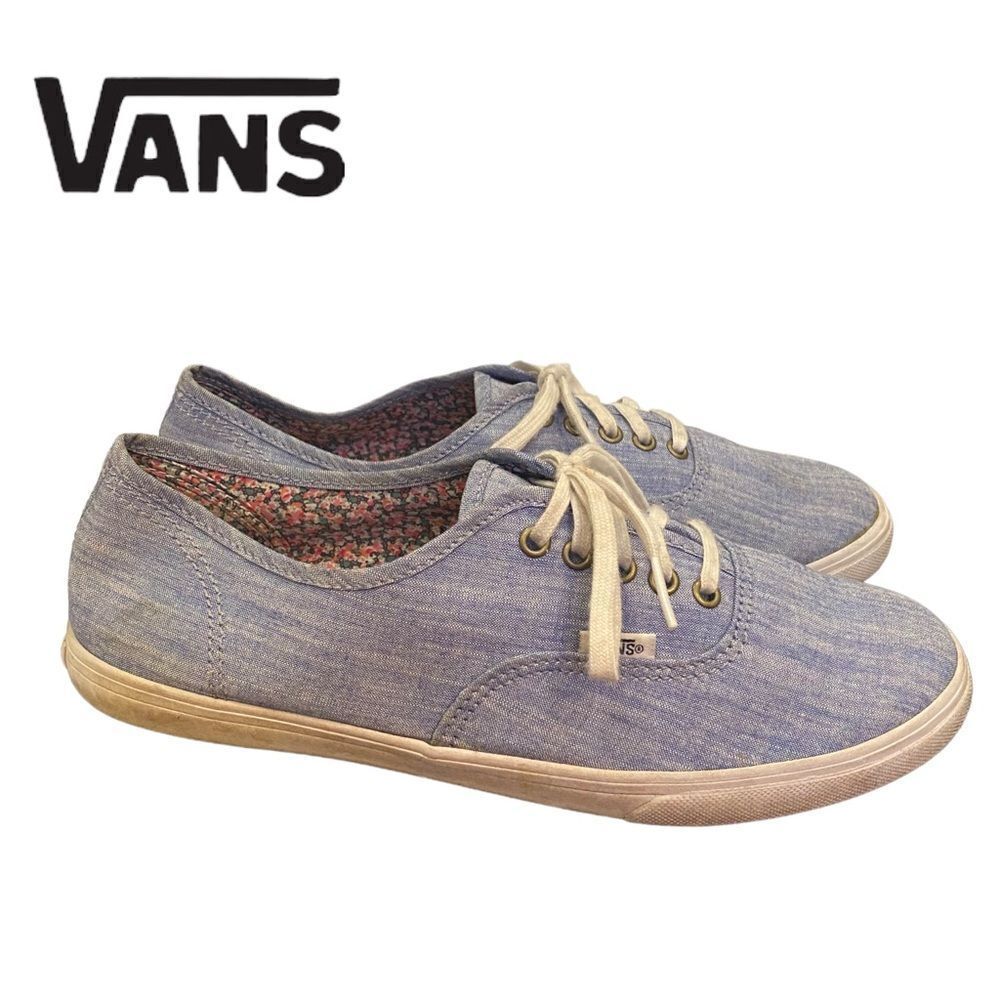 Vans Women's Chambray B lue Canvas Tie Tennis Shoes Sneakers 9